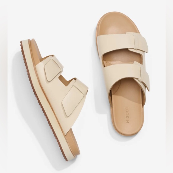 Nisolo Ella Platform Slide Sandals | Women’s 8 | Bone Leather Flatform Slip On - Picture 1 of 10